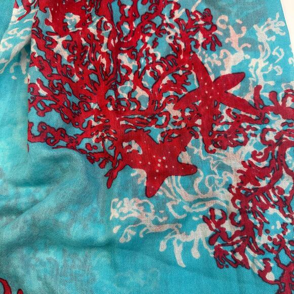 Lilly Pulitzer Coral Cascade Murfee Cashmere Silk Scarf - Picture 1 of 4